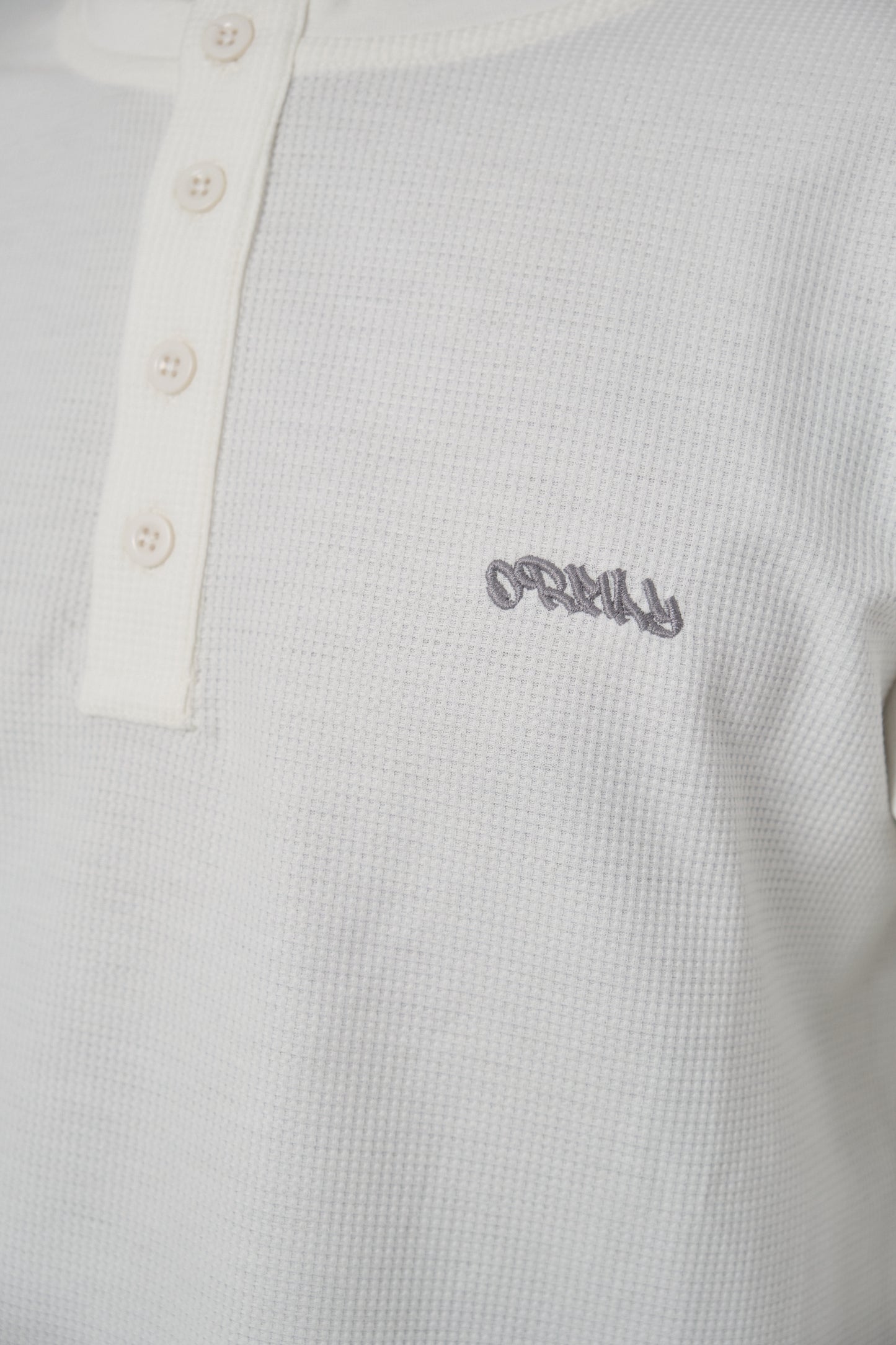 Henley Waffle Longsleeve White